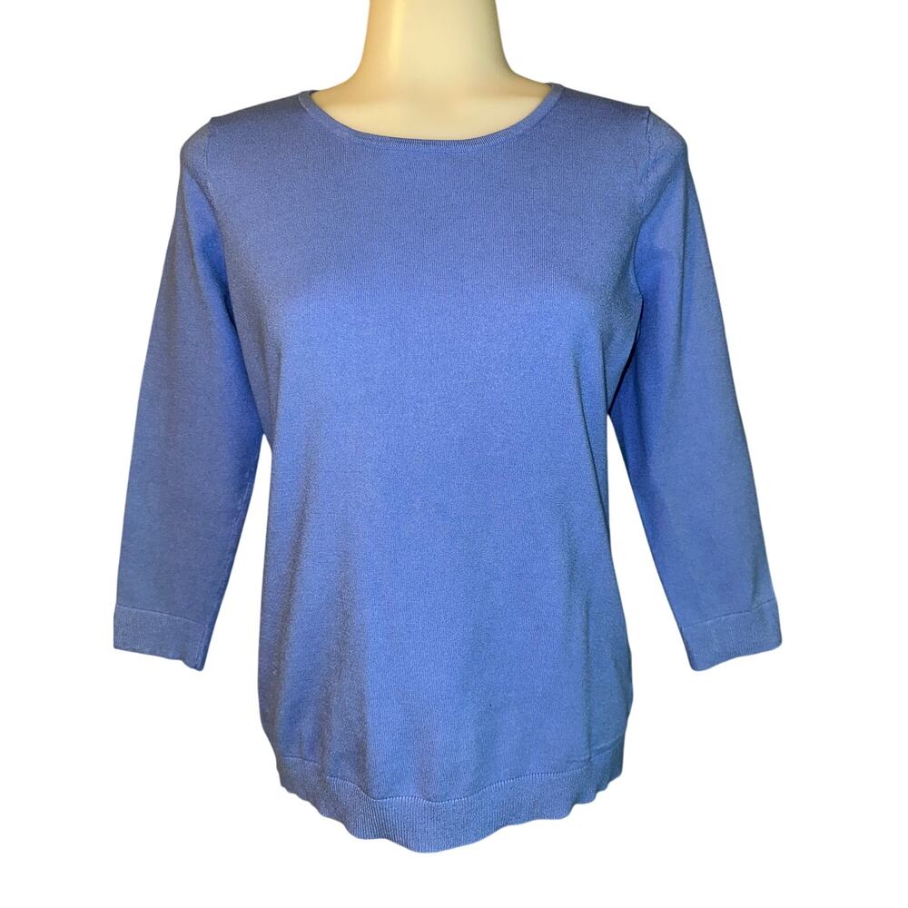 Talbots Women’s 3/4 Sleeve Lightweight Tunic Sweater Top Blue Size Small